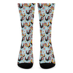 Rooster And Snowflake Pattern Print Crew Socks