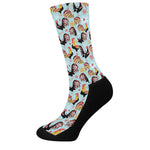 Rooster And Snowflake Pattern Print Crew Socks