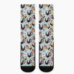 Rooster And Snowflake Pattern Print Crew Socks