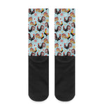 Rooster And Snowflake Pattern Print Crew Socks
