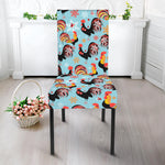 Rooster And Snowflake Pattern Print Dining Chair Slipcover