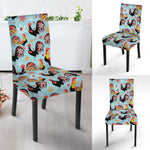 Rooster And Snowflake Pattern Print Dining Chair Slipcover