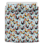 Rooster And Snowflake Pattern Print Duvet Cover Bedding Set