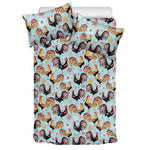 Rooster And Snowflake Pattern Print Duvet Cover Bedding Set