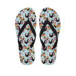 Rooster And Snowflake Pattern Print Flip Flops