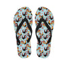 Rooster And Snowflake Pattern Print Flip Flops