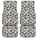 Rooster And Snowflake Pattern Print Front and Back Car Floor Mats