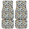 Rooster And Snowflake Pattern Print Front and Back Car Floor Mats