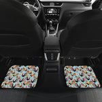 Rooster And Snowflake Pattern Print Front and Back Car Floor Mats