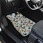 Rooster And Snowflake Pattern Print Front and Back Car Floor Mats