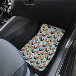 Rooster And Snowflake Pattern Print Front and Back Car Floor Mats