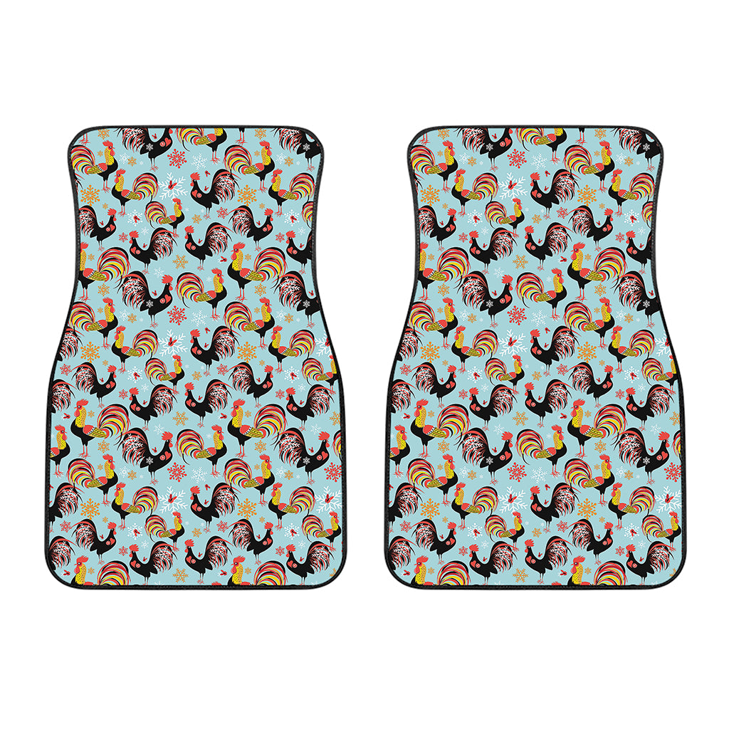 Rooster And Snowflake Pattern Print Front Car Floor Mats