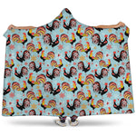Rooster And Snowflake Pattern Print Hooded Blanket