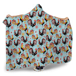 Rooster And Snowflake Pattern Print Hooded Blanket