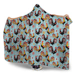 Rooster And Snowflake Pattern Print Hooded Blanket