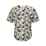 Rooster And Snowflake Pattern Print Men's Baseball Jersey