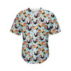 Rooster And Snowflake Pattern Print Men's Baseball Jersey