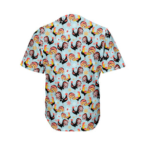 Rooster And Snowflake Pattern Print Men's Baseball Jersey