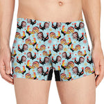 Rooster And Snowflake Pattern Print Men's Boxer Briefs