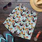 Rooster And Snowflake Pattern Print Men's Shorts