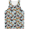 Rooster And Snowflake Pattern Print Men's Tank Top