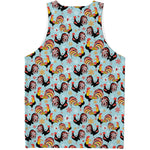 Rooster And Snowflake Pattern Print Men's Tank Top