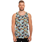 Rooster And Snowflake Pattern Print Men's Tank Top