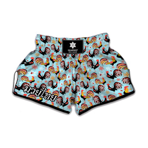 Rooster And Snowflake Pattern Print Muay Thai Boxing Shorts