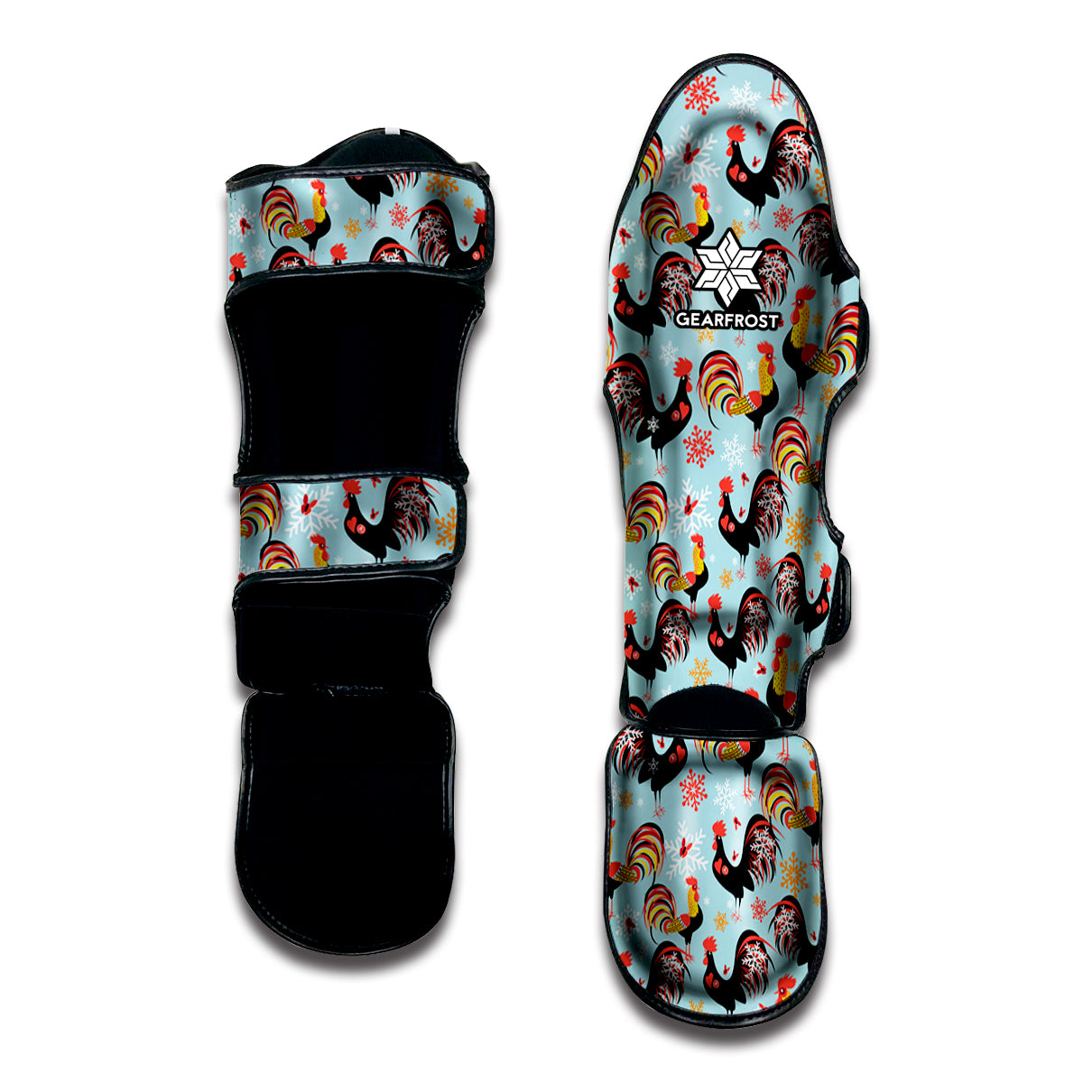 Rooster And Snowflake Pattern Print Muay Thai Shin Guard