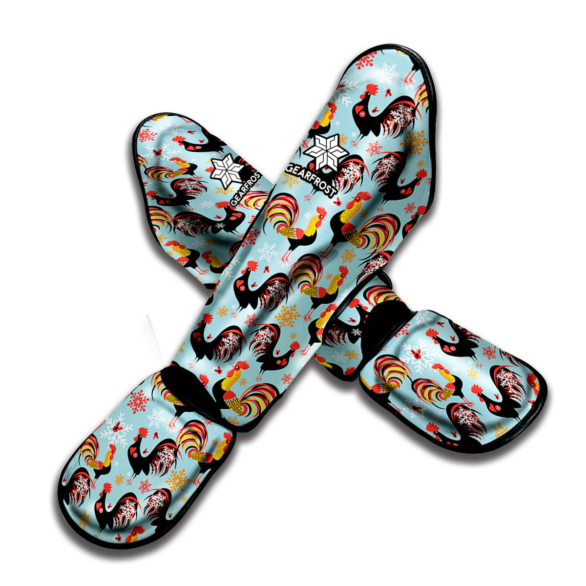 Rooster And Snowflake Pattern Print Muay Thai Shin Guard