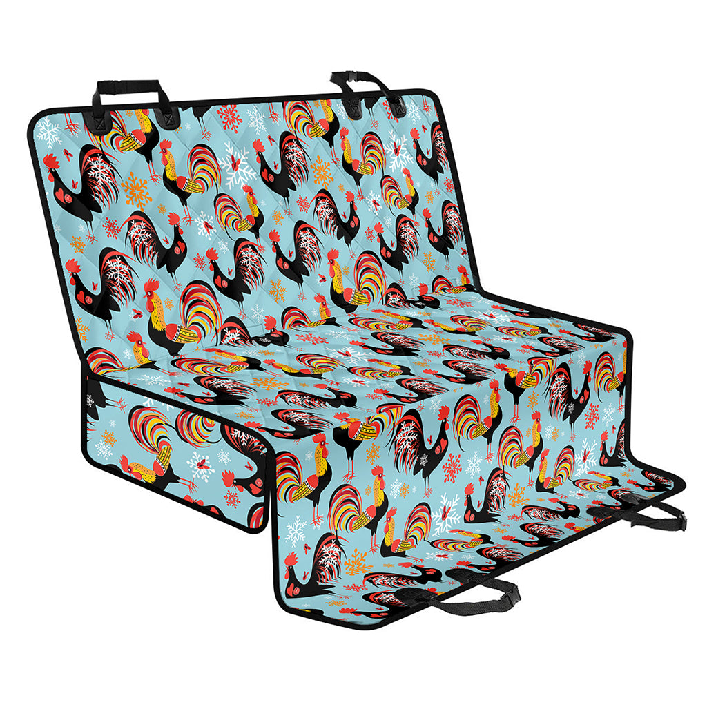 Rooster And Snowflake Pattern Print Pet Car Back Seat Cover