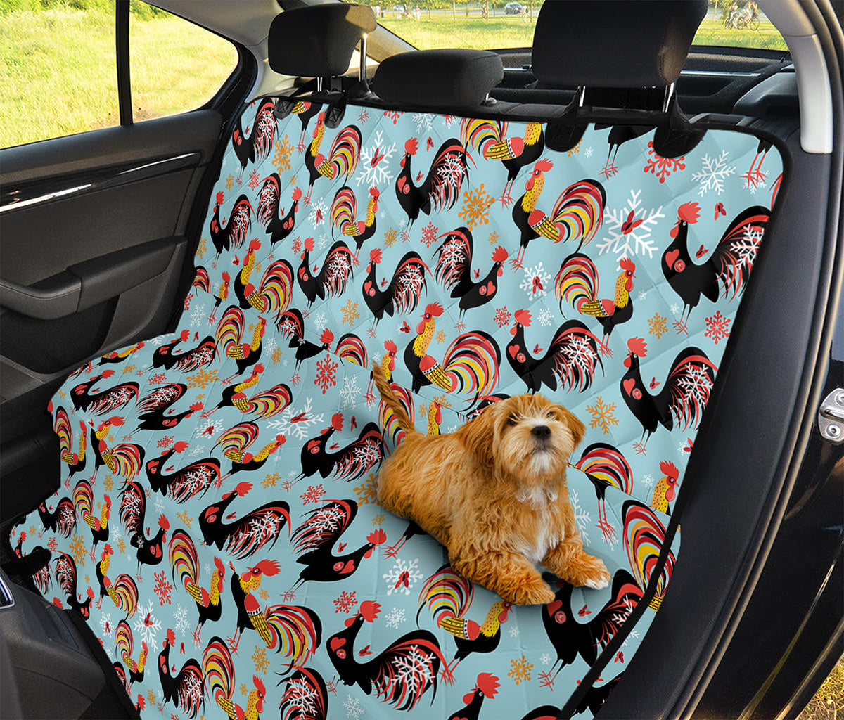 Rooster And Snowflake Pattern Print Pet Car Back Seat Cover