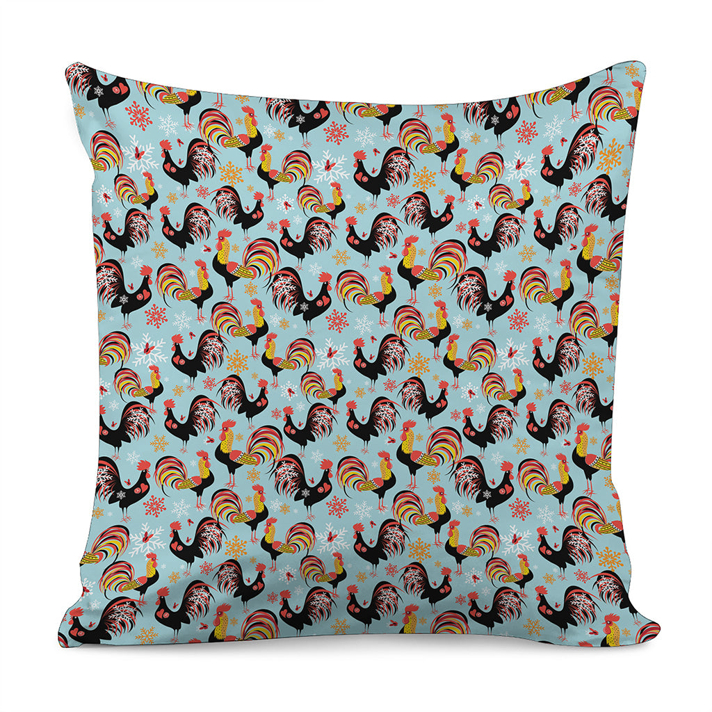 Rooster And Snowflake Pattern Print Pillow Cover