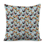 Rooster And Snowflake Pattern Print Pillow Cover