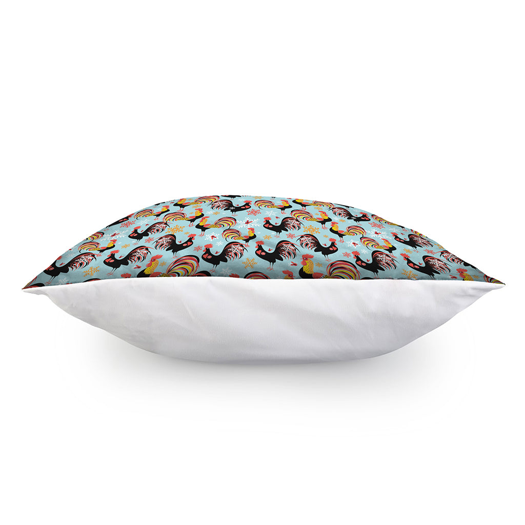 Rooster And Snowflake Pattern Print Pillow Cover
