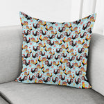 Rooster And Snowflake Pattern Print Pillow Cover