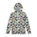 Rooster And Snowflake Pattern Print Pullover Hoodie
