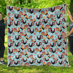 Rooster And Snowflake Pattern Print Quilt
