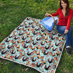 Rooster And Snowflake Pattern Print Quilt