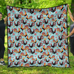 Rooster And Snowflake Pattern Print Quilt