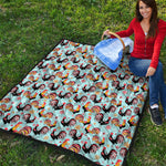 Rooster And Snowflake Pattern Print Quilt