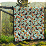 Rooster And Snowflake Pattern Print Quilt
