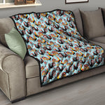 Rooster And Snowflake Pattern Print Quilt