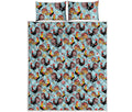 Rooster And Snowflake Pattern Print Quilt Bed Set