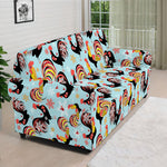 Rooster And Snowflake Pattern Print Sofa Cover