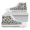 Rooster And Snowflake Pattern Print White High Top Sneakers