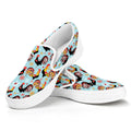 Rooster And Snowflake Pattern Print White Slip On Sneakers