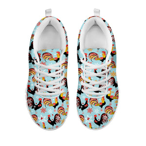 Rooster And Snowflake Pattern Print White Sneakers