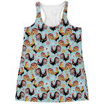 Rooster And Snowflake Pattern Print Women's Racerback Tank Top