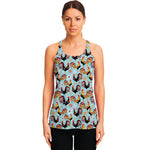 Rooster And Snowflake Pattern Print Women's Racerback Tank Top
